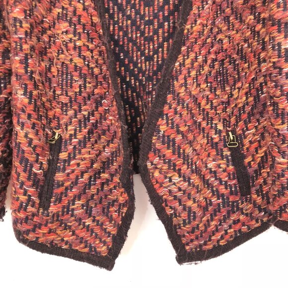 Anthropologie Moth Keavy Textured Open Front Cardigan Sweater Size L Mohair Wool - Picture 6 of 8